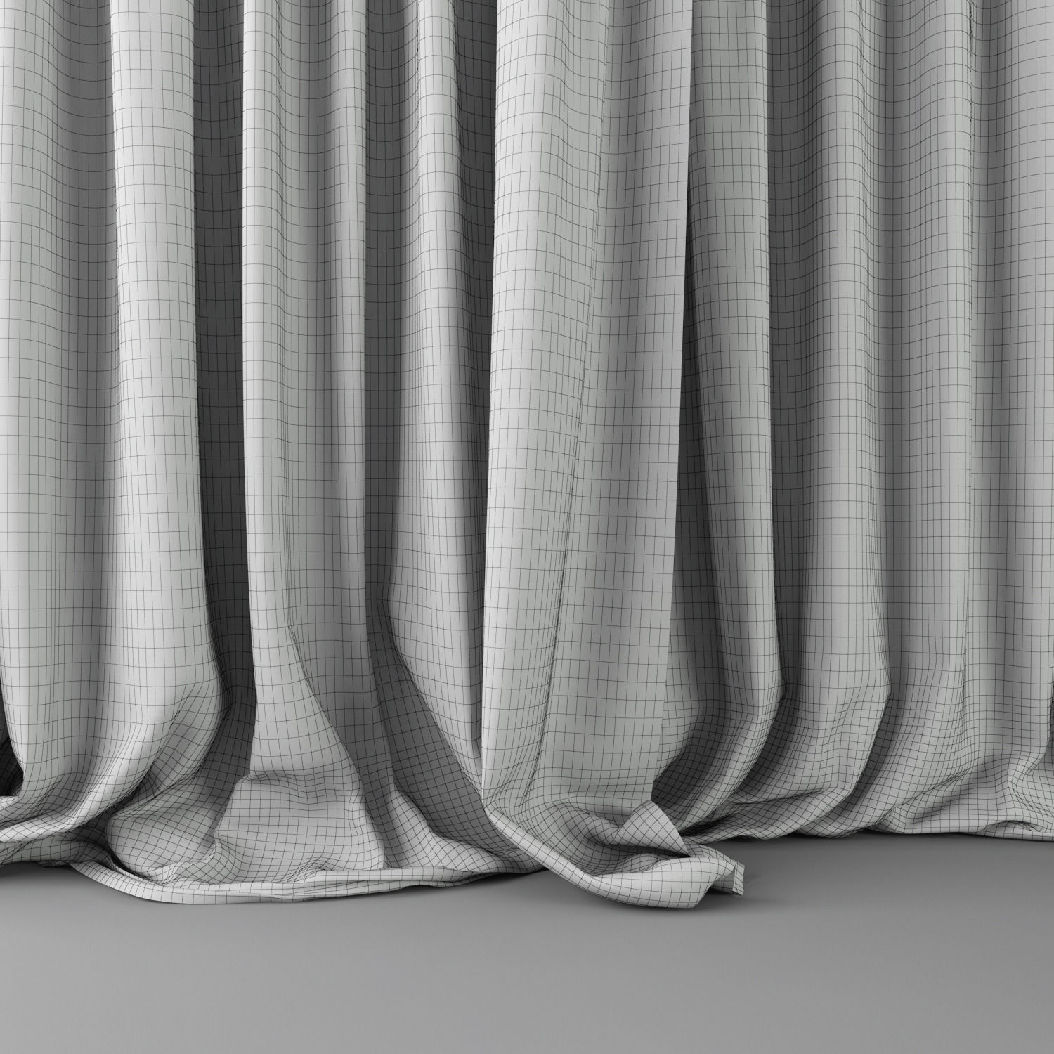 Beige Curtains 3D model_4