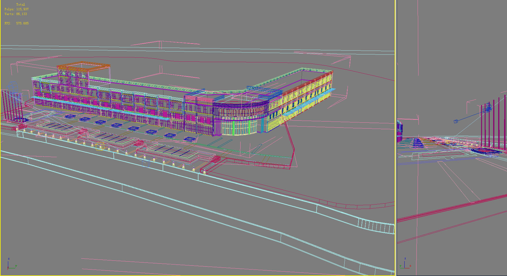 Architecture building with lines 3D model_1