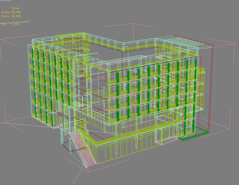 Architecture office building with stairs 3D model_2