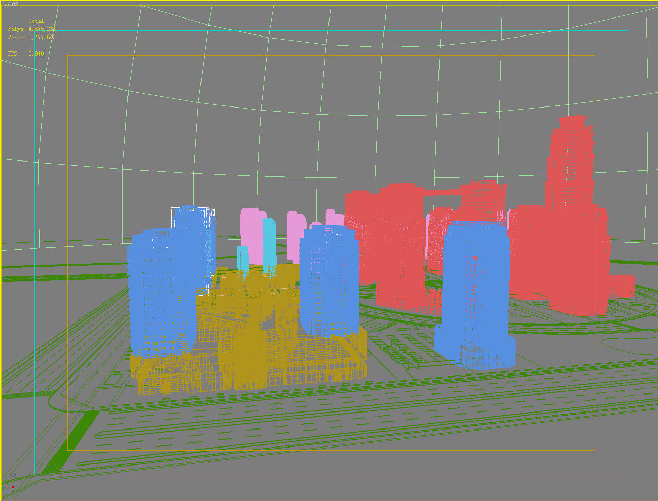 Architecture city with tall buildings and road 3D model_1