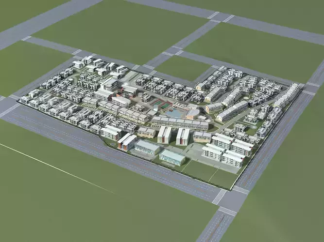 Architecture residential area in middle of city