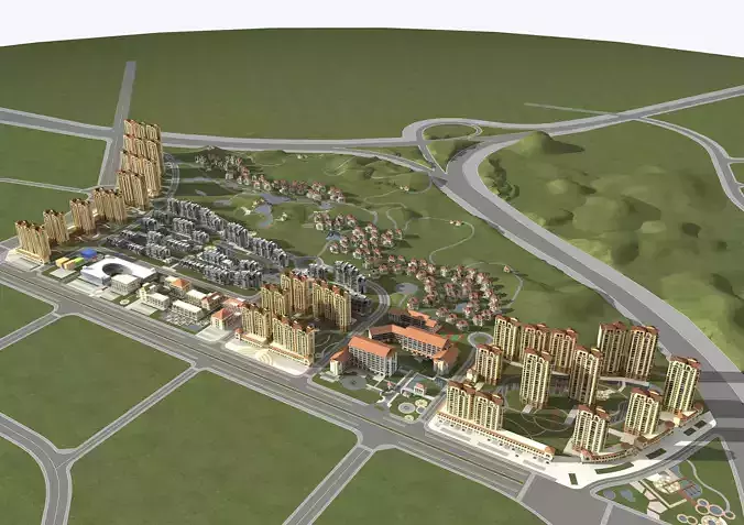 Architecture residential complex in middle of area