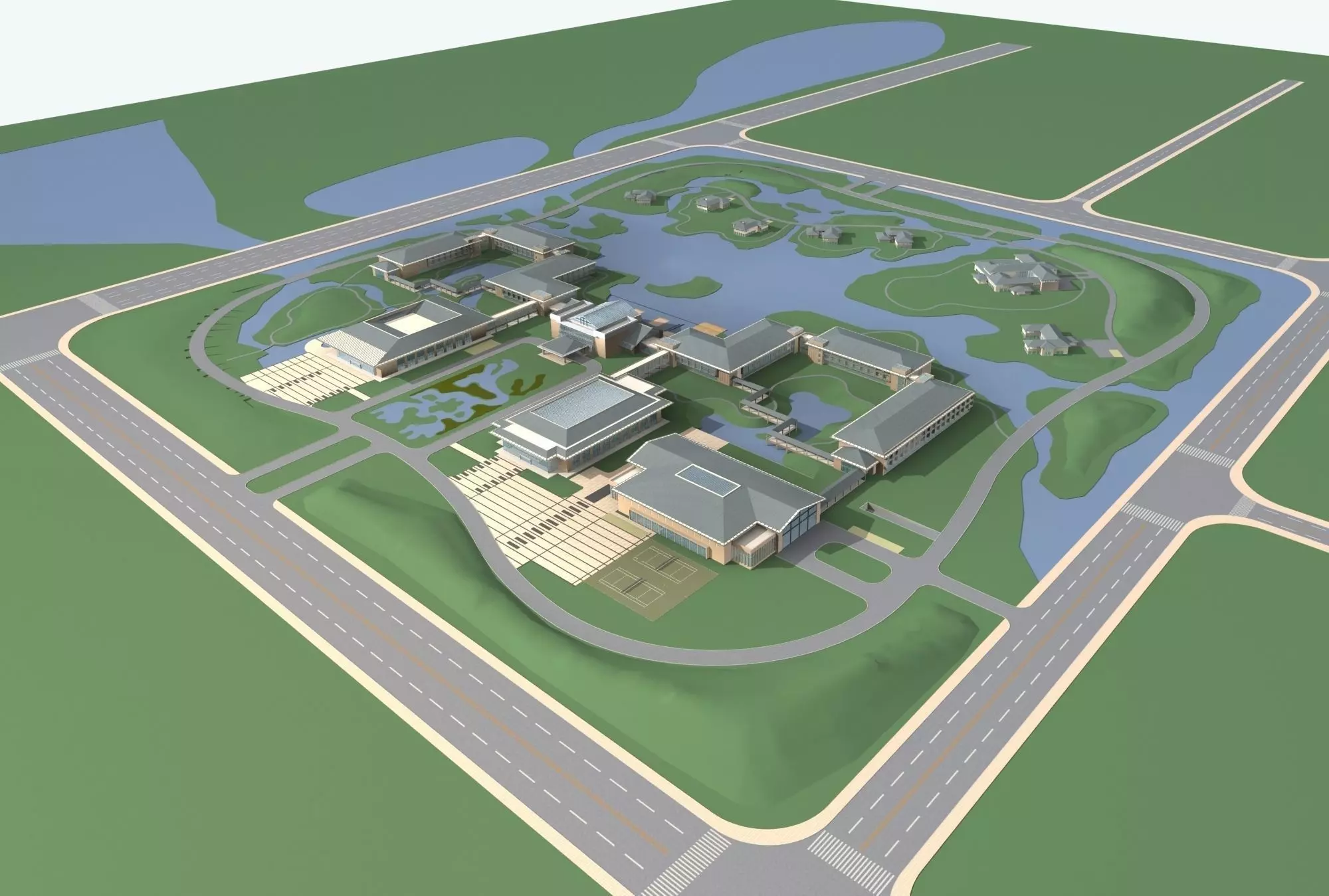 Architecture campus of university 3D model_0