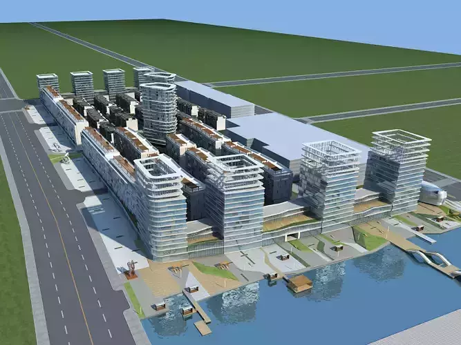 Architecture office building near river