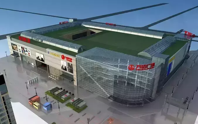 Architecture shopping mall with roof