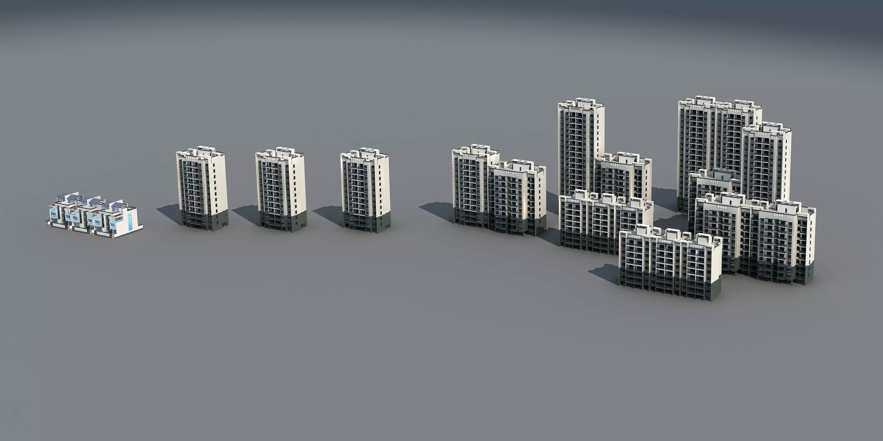 Architecture group of buildings 3D model_0