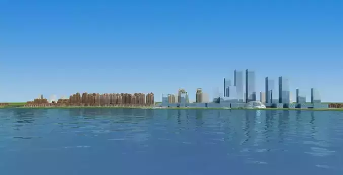 Architecture skyline of city in minecraft