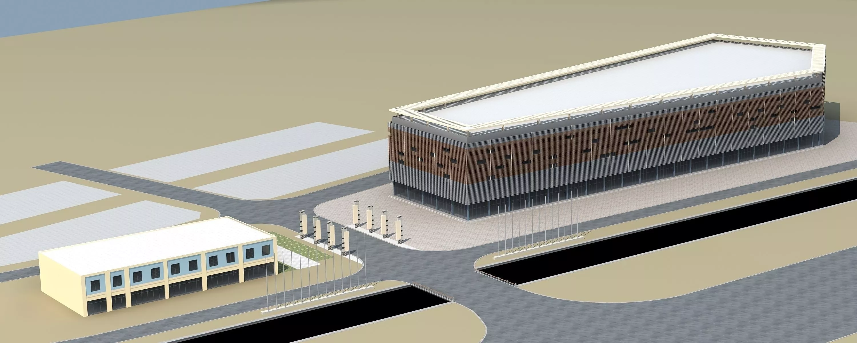 Architecture building in middle of street 3D model