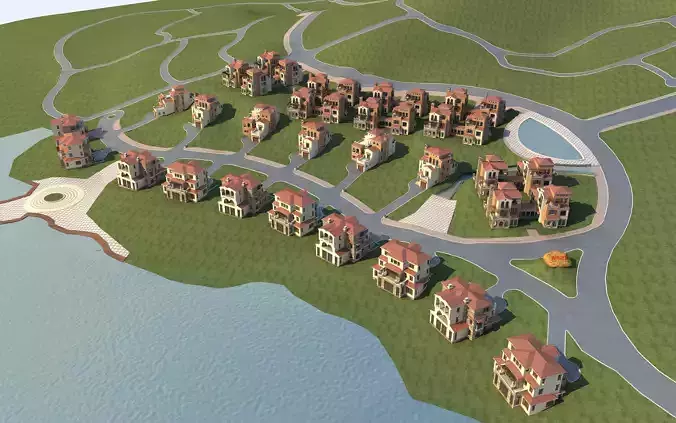 Villa residential area near lake