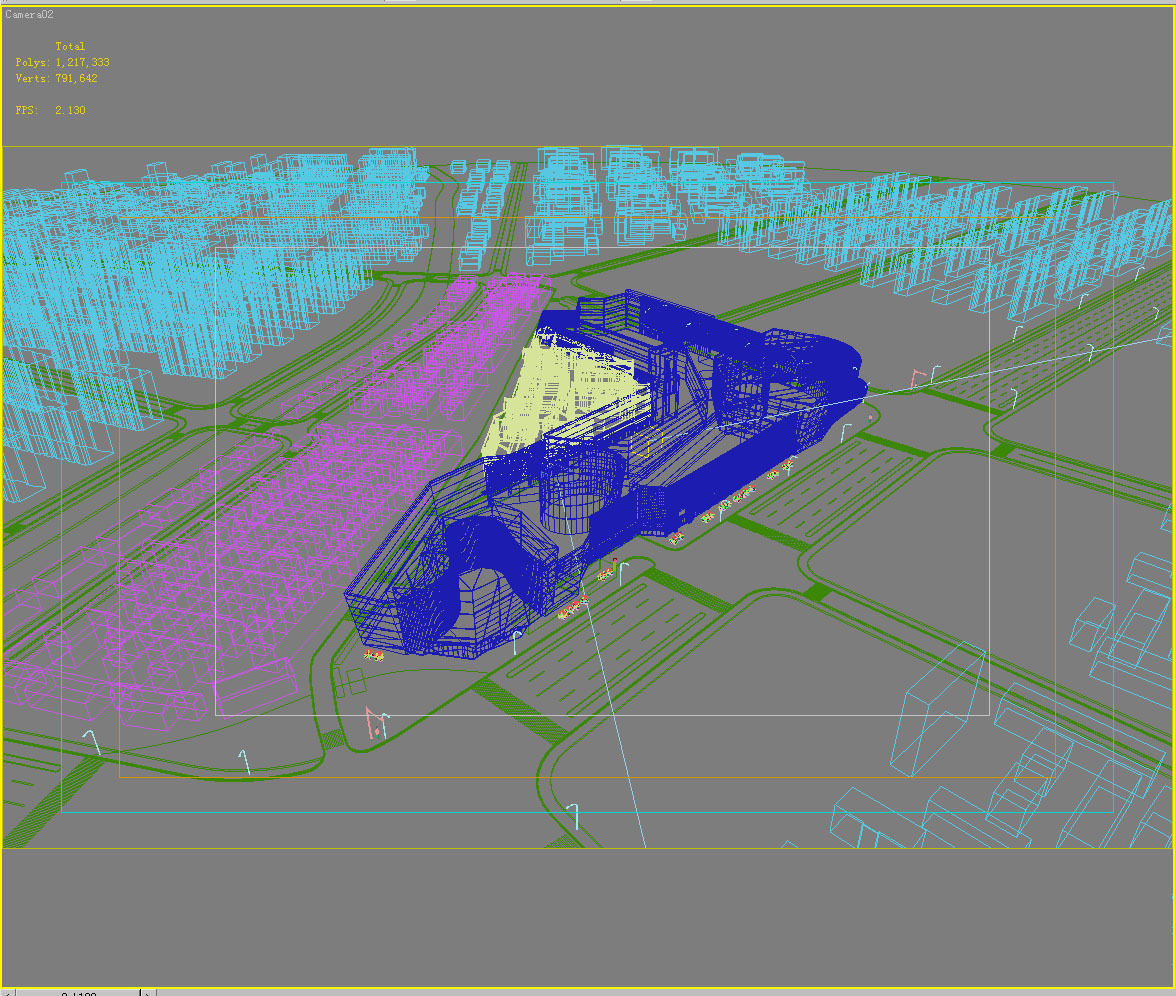 Architecture shopping mall in middle of city 3D model_1
