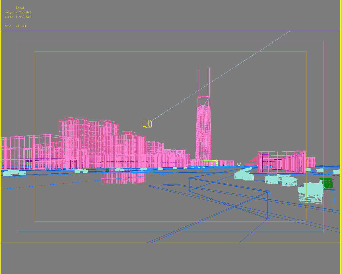 Architecture city with trees and pond 3D model_1