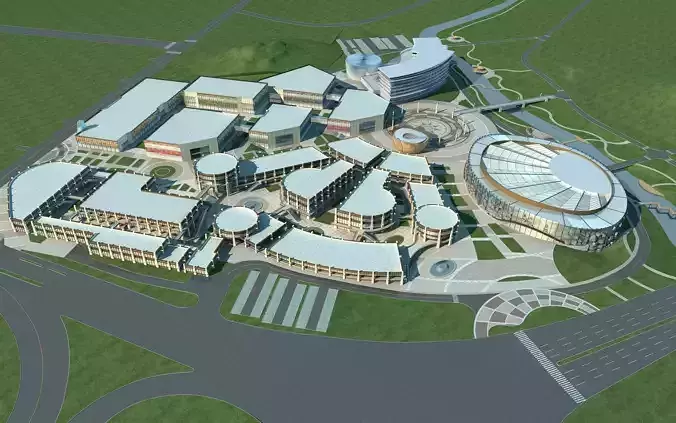 Architecture futuristic university campus 3D model