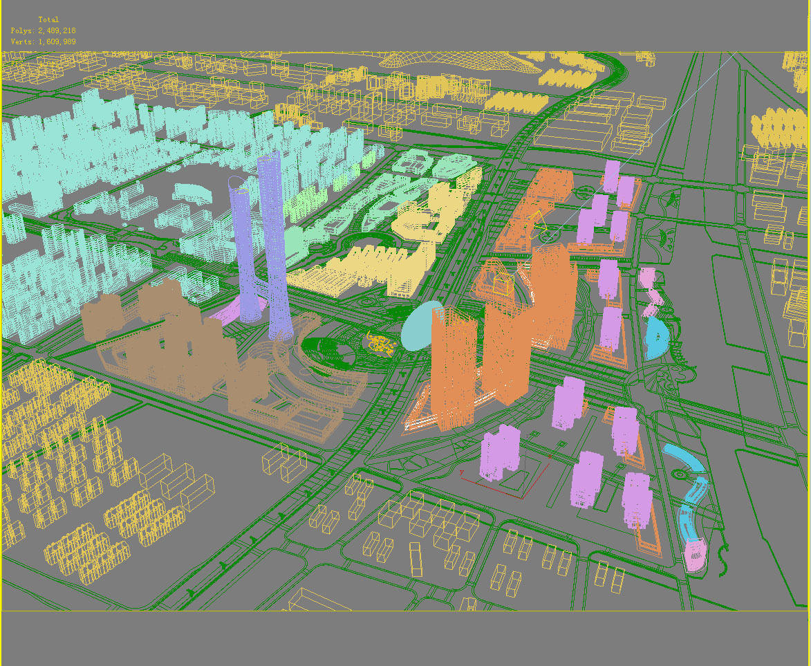 Architecture city with roads and buildings 3D model_1