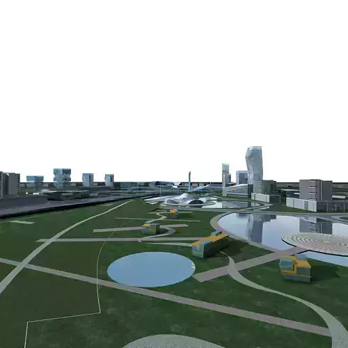 Architecture city with buildings and park