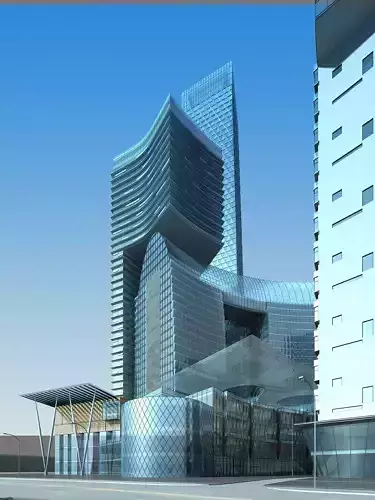 Architecture futuristic building in middle of city