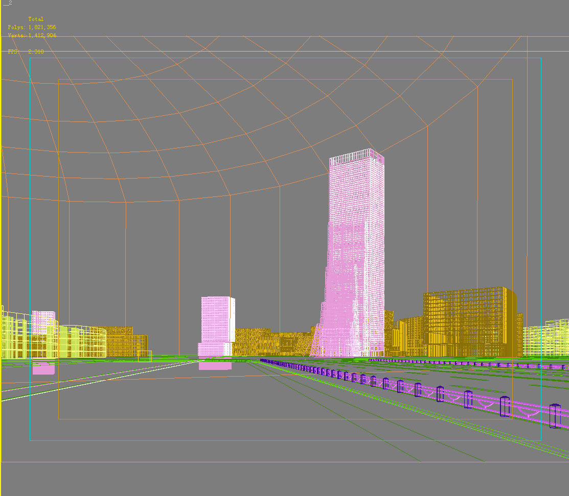 Architecture city with tall buildings and grass 3D model_1