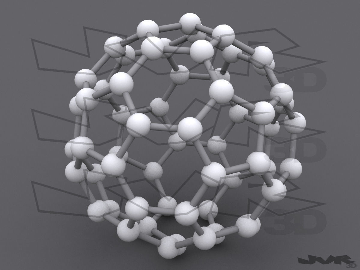 Carbon structures Graphene nanotube and fullerene tube 3D model_3