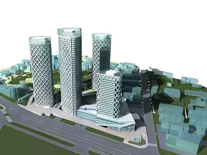 Architecture skyscraper in middle of city