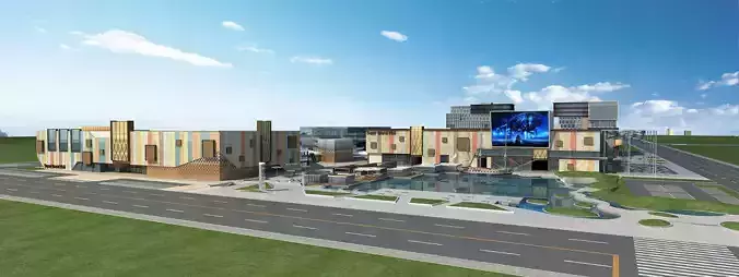 Architecture building in middle of street