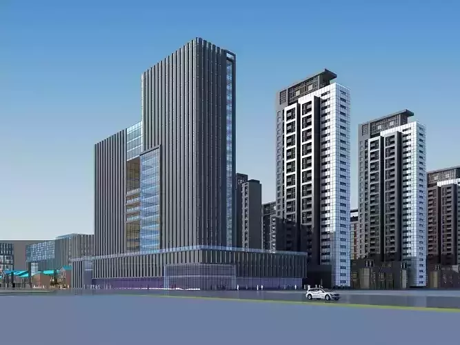 Architecture high rise building in middle of city