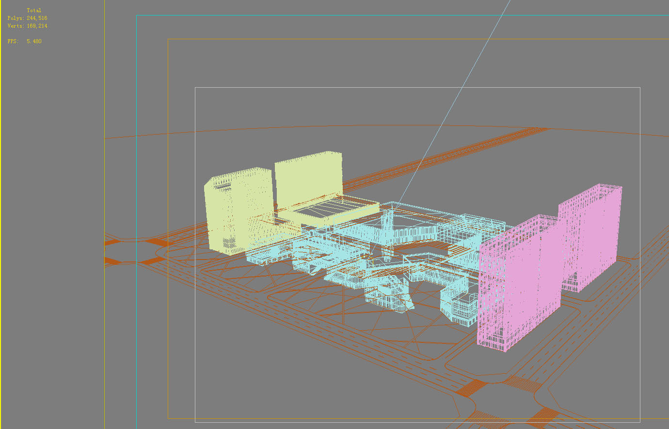 Architecture modern building with roofs 3D model_1