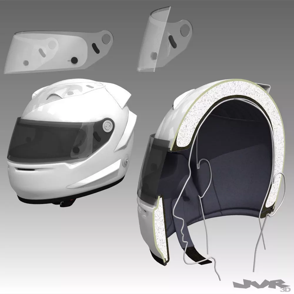 Car Helmet Cutaway 3D model_0