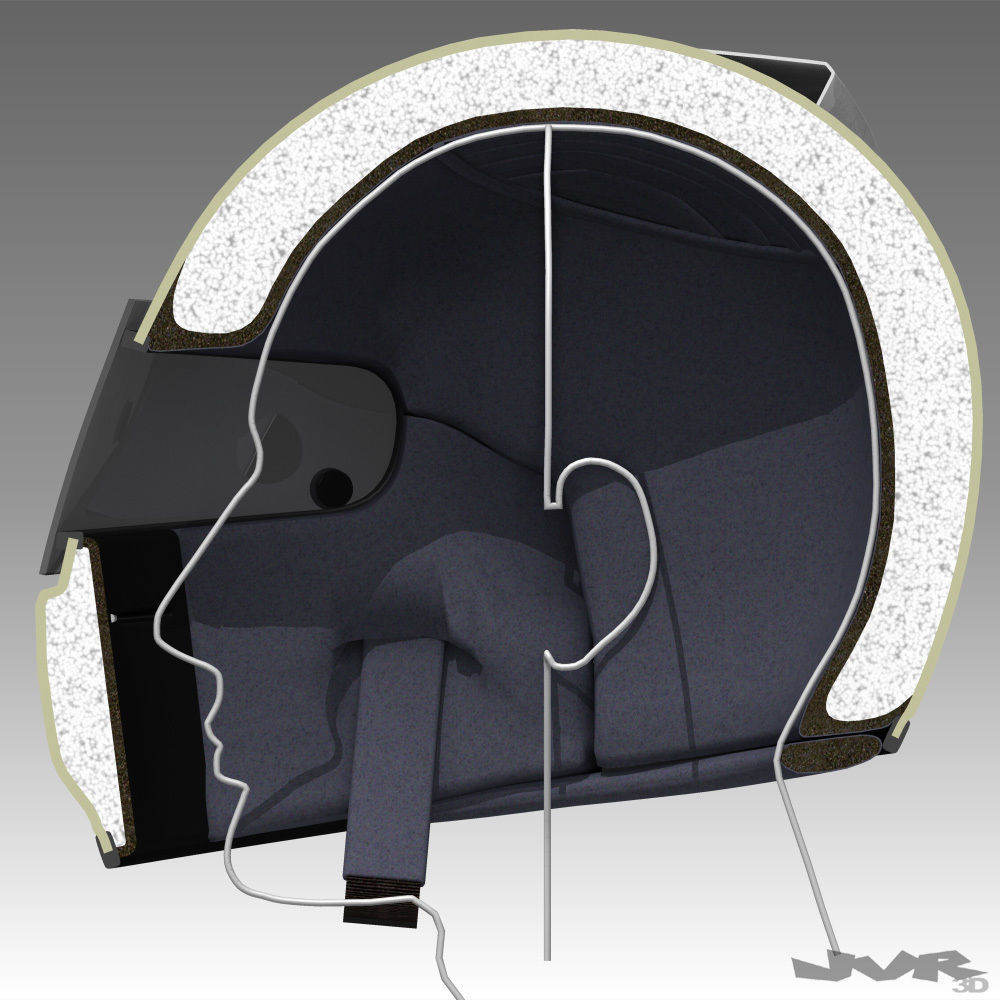 Car Helmet Cutaway 3D model_7