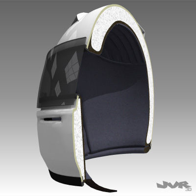 Car Helmet Cutaway 3D model_2