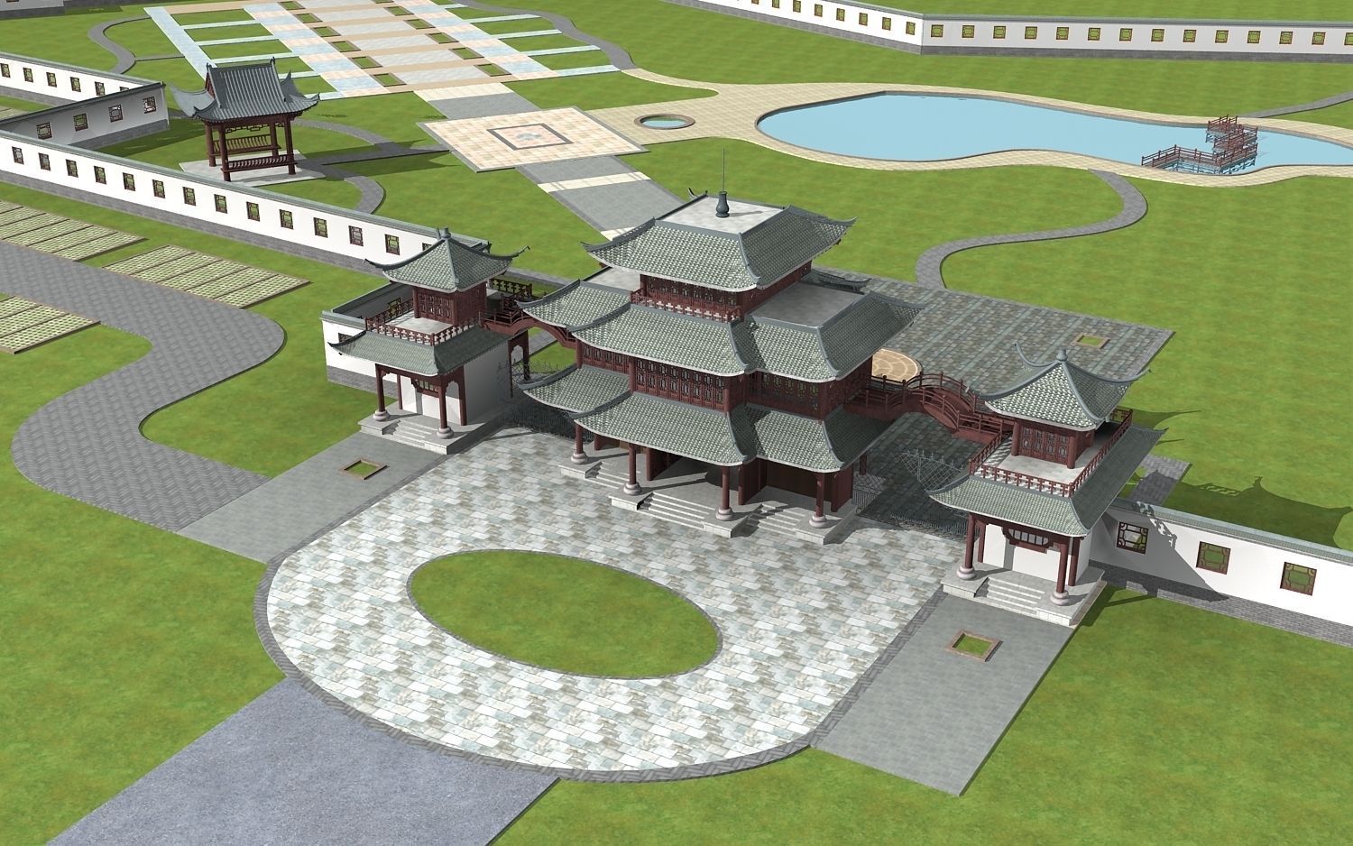 Chinese Style Architecture 3D model_1
