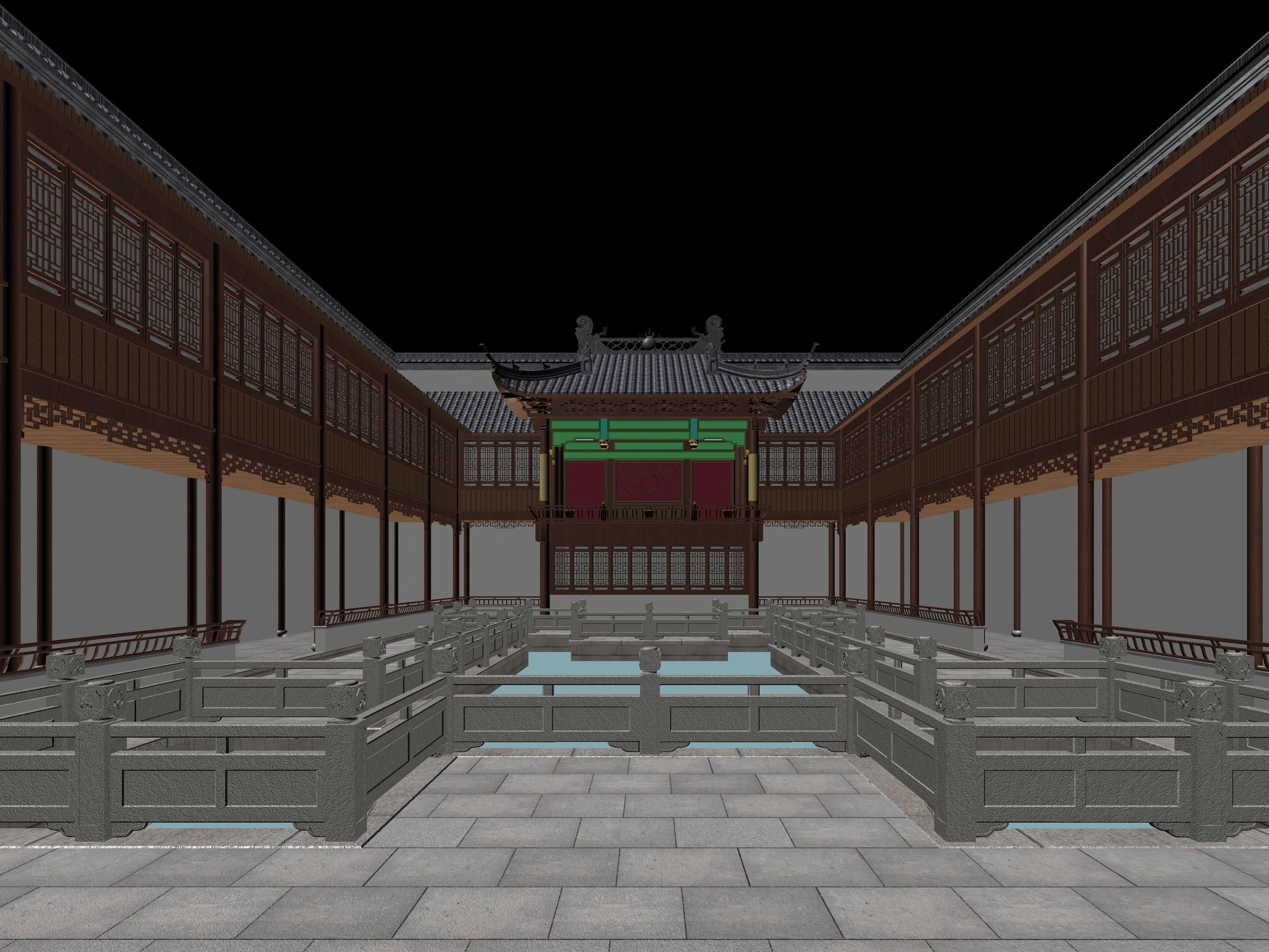 Chinese Style Architecture 3D model_1