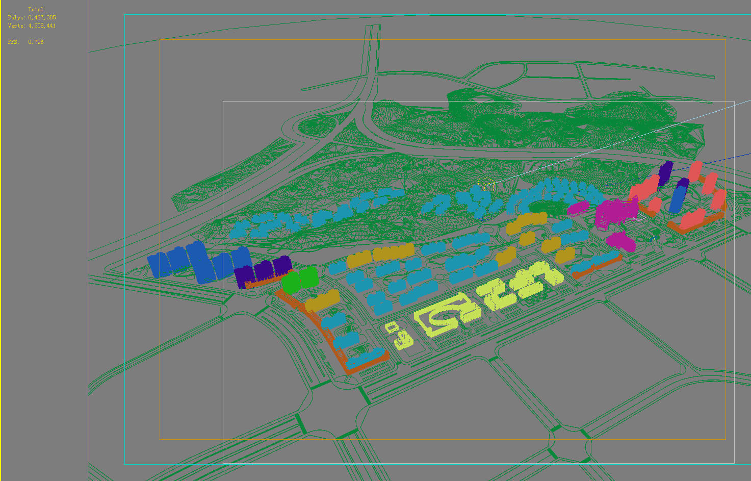 Architecture residential complex in middle of city 3D model_1