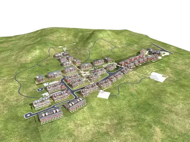 Architecture town in middle of field