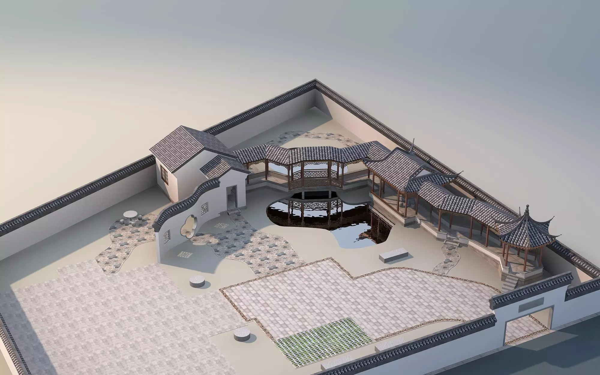 Chinese Style Architecture 3D model_0