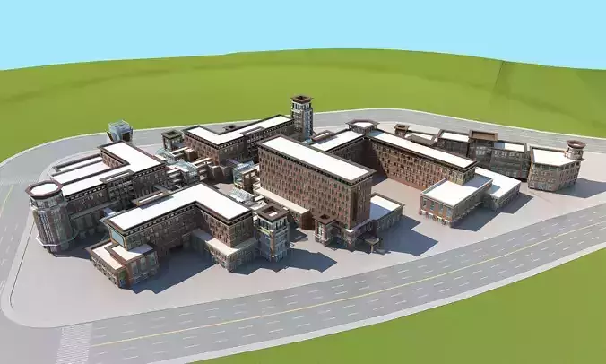 Architecture factory in minecraft 3D model