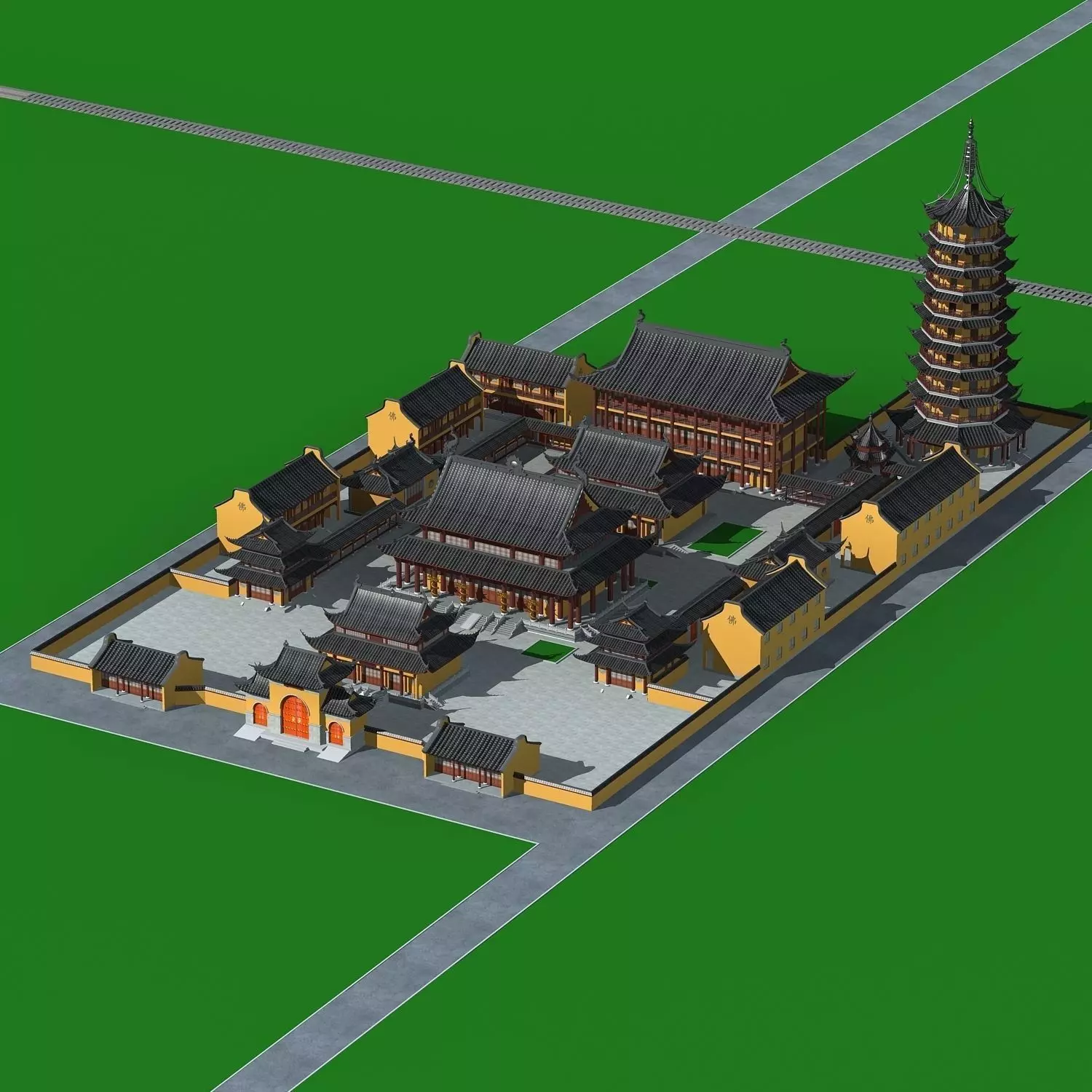 Chinese Style Architecture 3D model_0