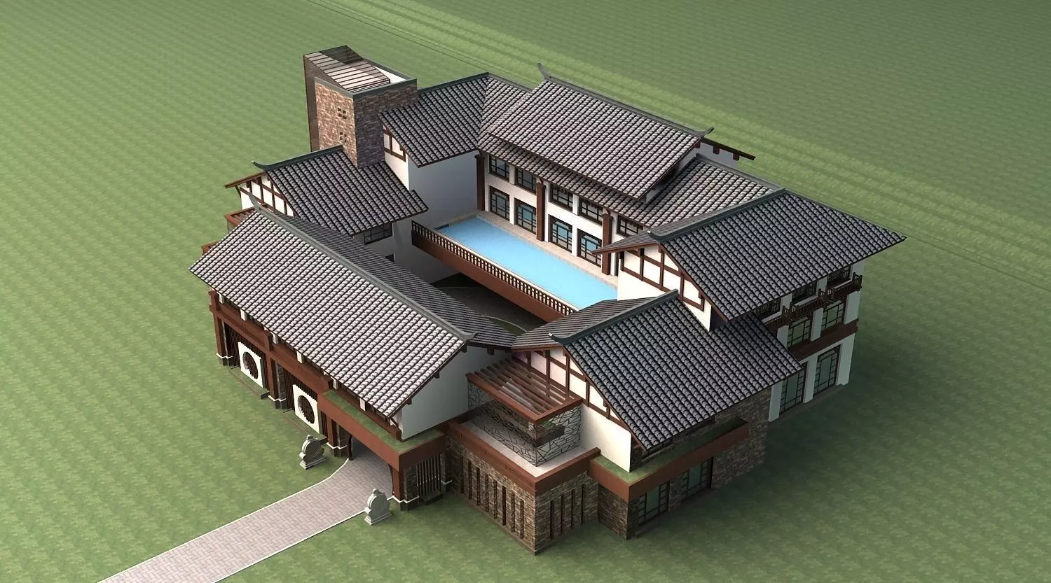 Chinese Style Architecture 3D model_0