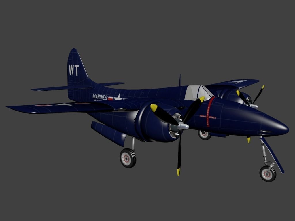 Grumman F7F Tigercat Free low-poly 3D model_0