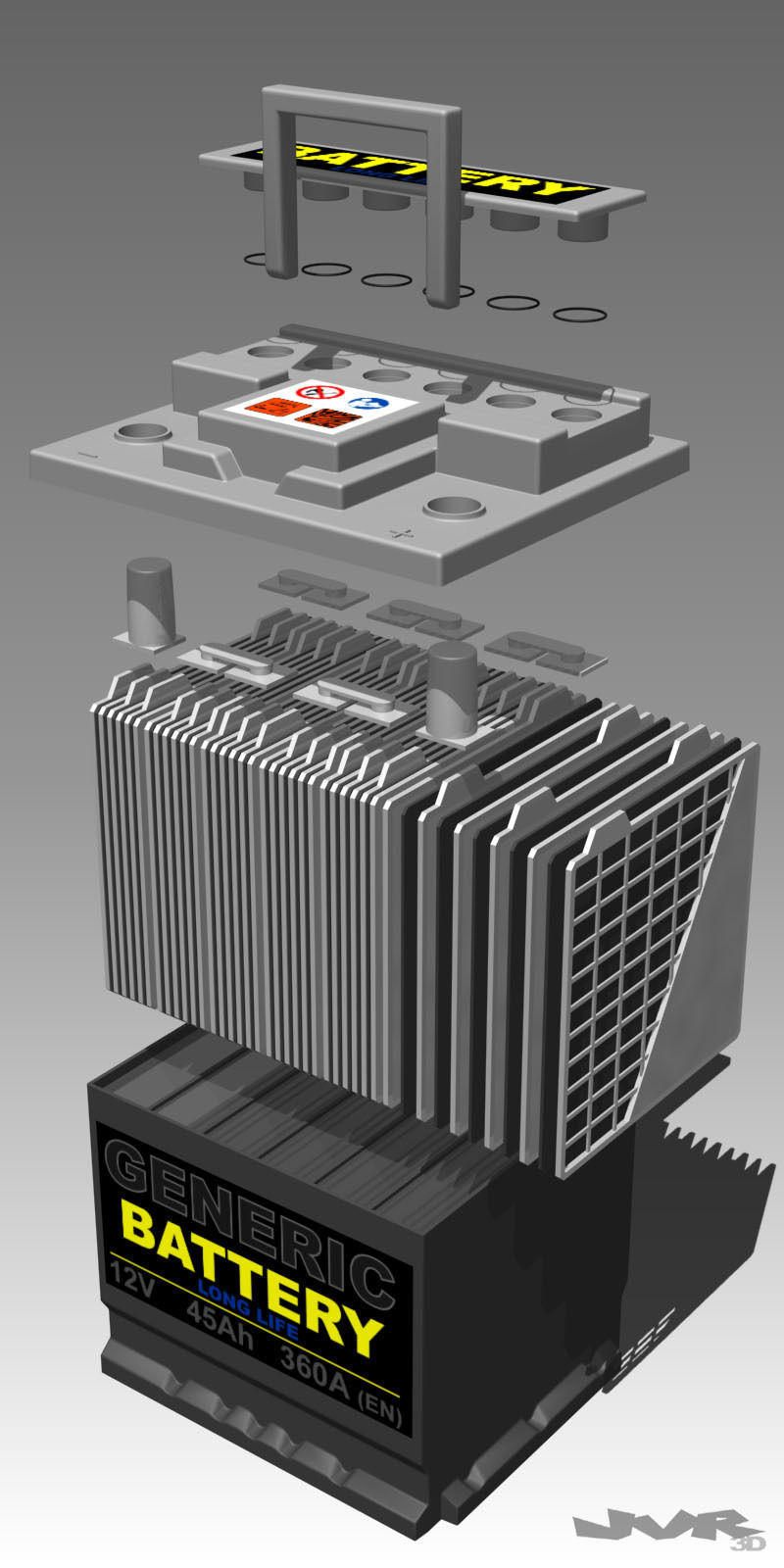Generic Car Battery Full Interior 3D model_4