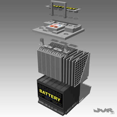 Generic Car Battery Full Interior 3D model_1