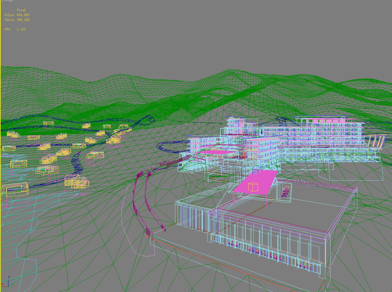 Architecture resort in mountains 3D model_1