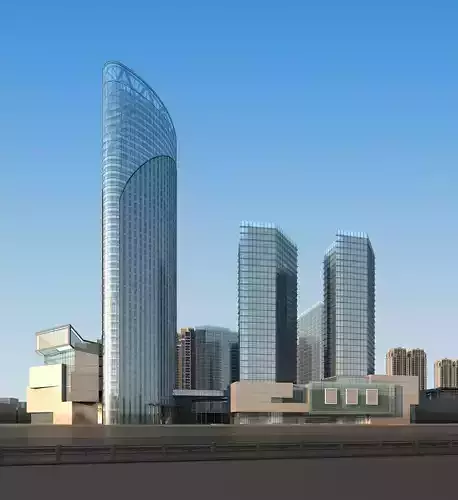 Architecture skyscraper in middle of city