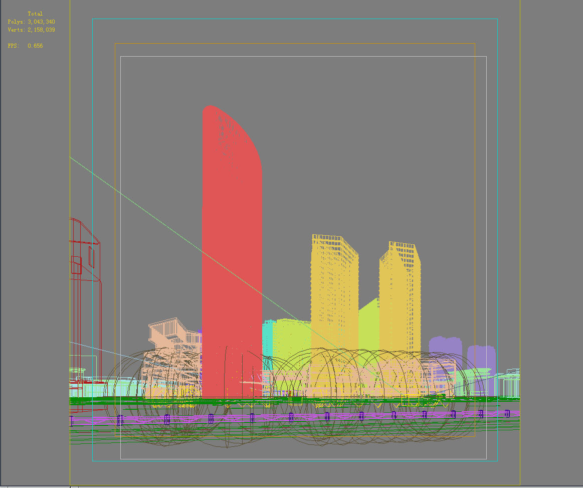 Architecture skyscraper in middle of city 3D model_1