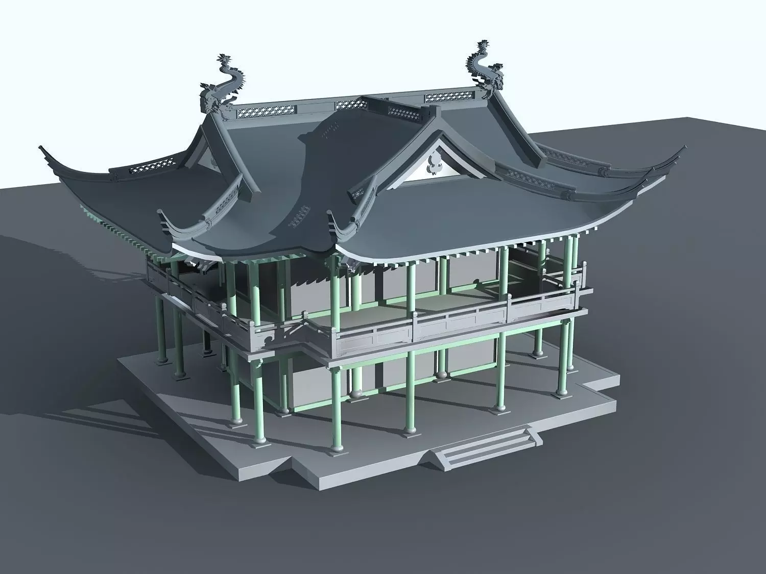 Chinese Style Architecture 3D model_0