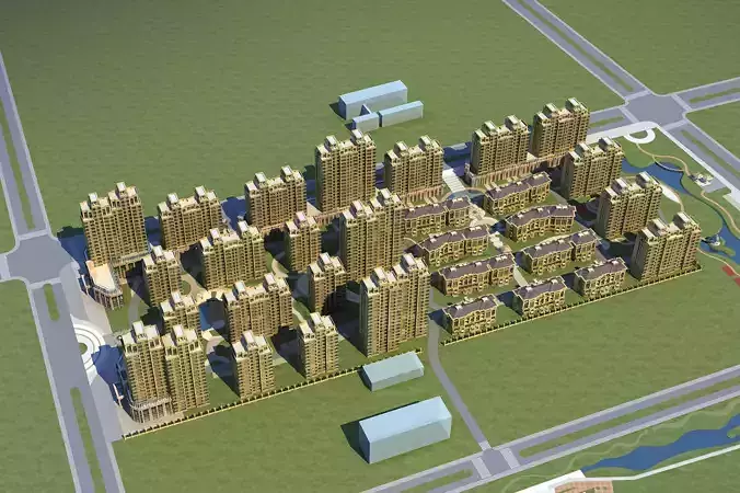 Architecture residential complex in china 3D model