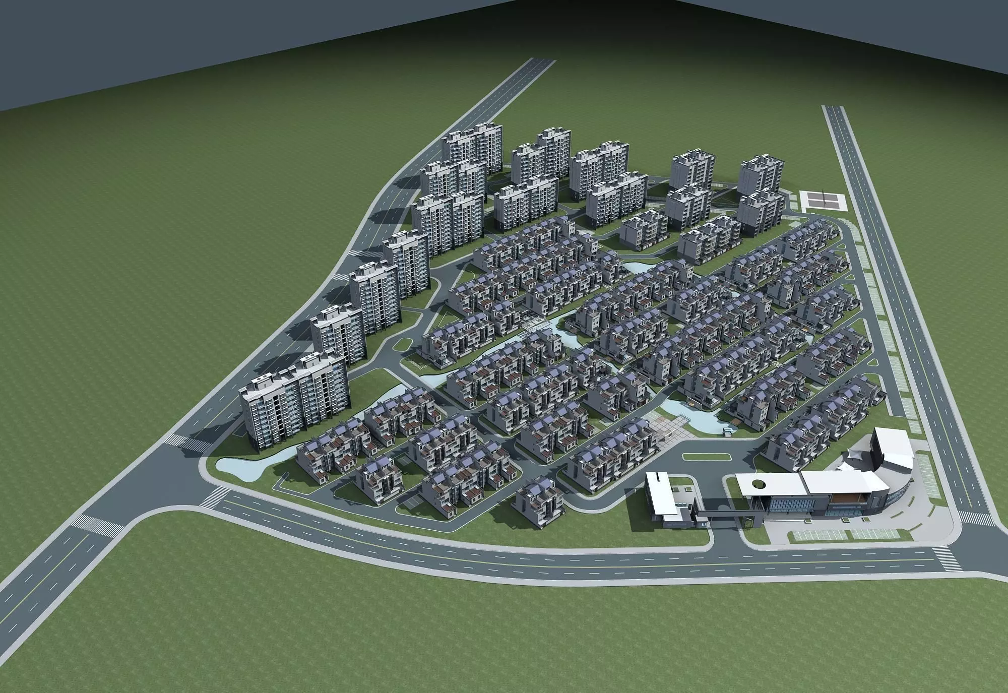 Architecture residential area in city 3D model_0