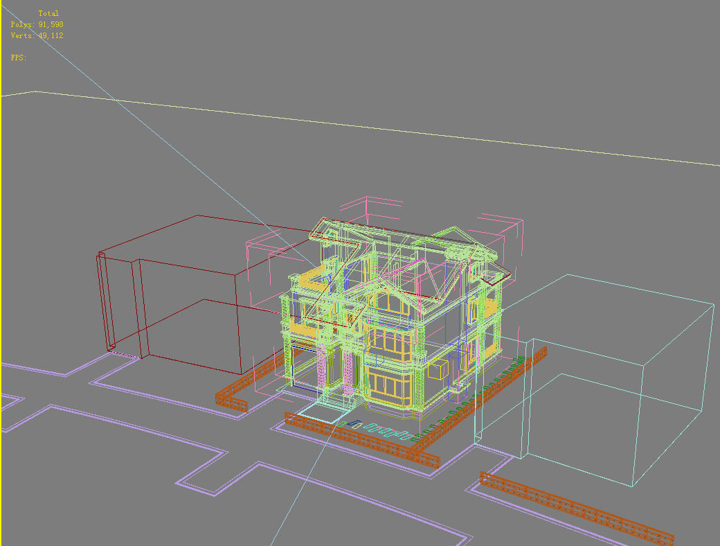 Architecture house with two stories and balcony 3D model_2