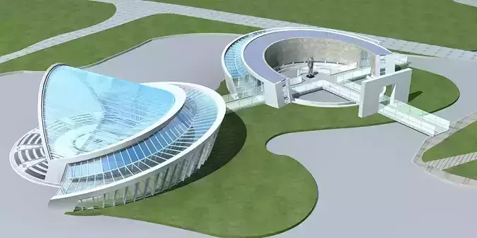 Architecture futuristic building with glass roof