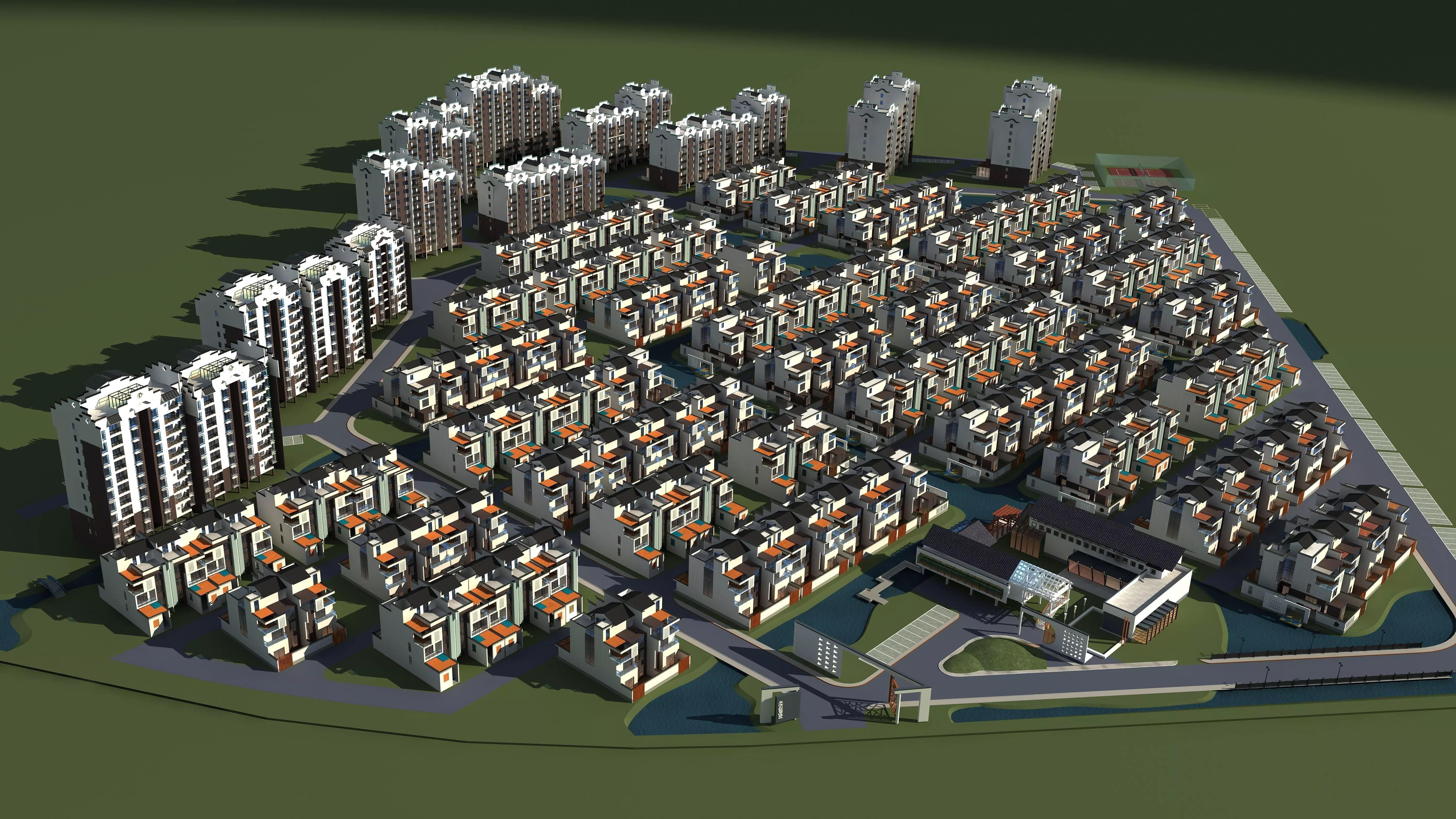 Architecture residential complex 3D model_0
