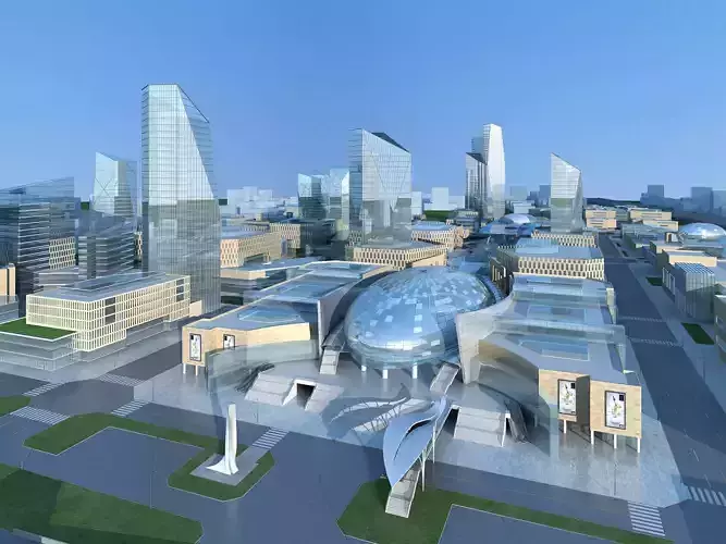 Architecture futuristic city with tall buildings