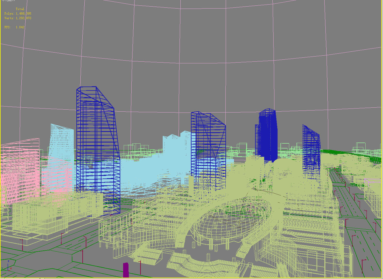 Architecture futuristic city with tall buildings 3D model_1
